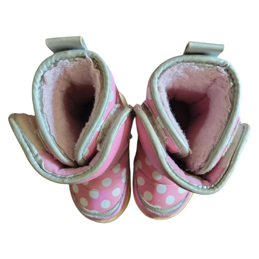 Vtg Disney Minnie Mouse Pink Polka Dot Play Work Winter Boots Sz 6